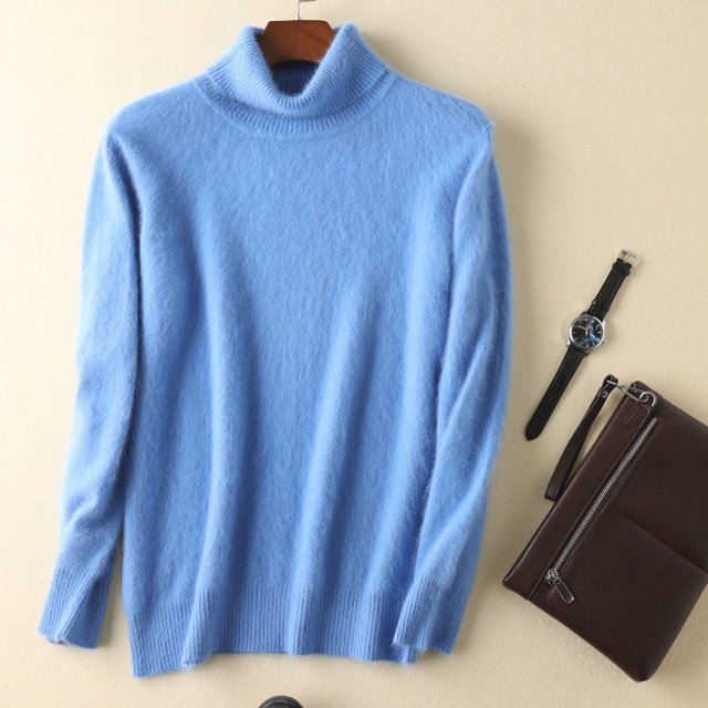 Suéter de cuello alto de terciopelo de visón para hombre, suéter corto, suelto, grueso, de talla grande, suéter de lana cálido para otoño e invierno
