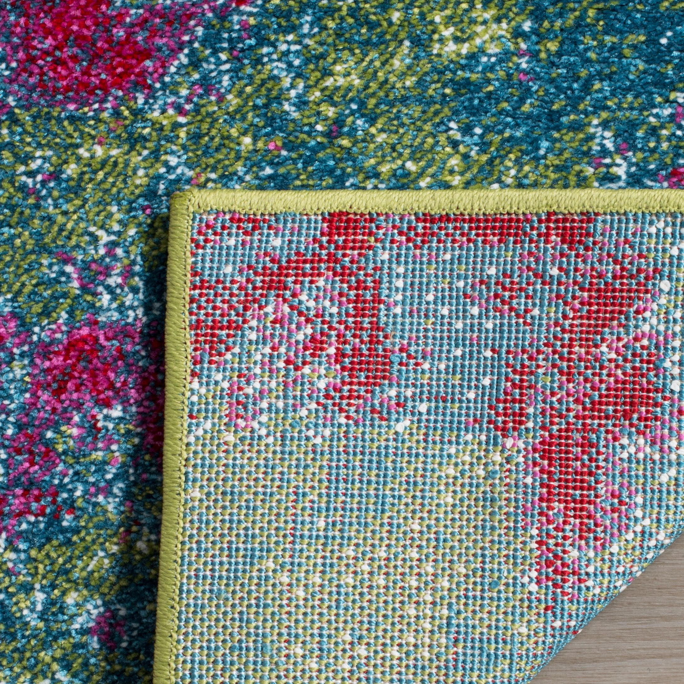 SAFAVIEH Watercolor Janie Abstract Colorful Area Rug, Green/Fuchsia, 2'7" x 5'