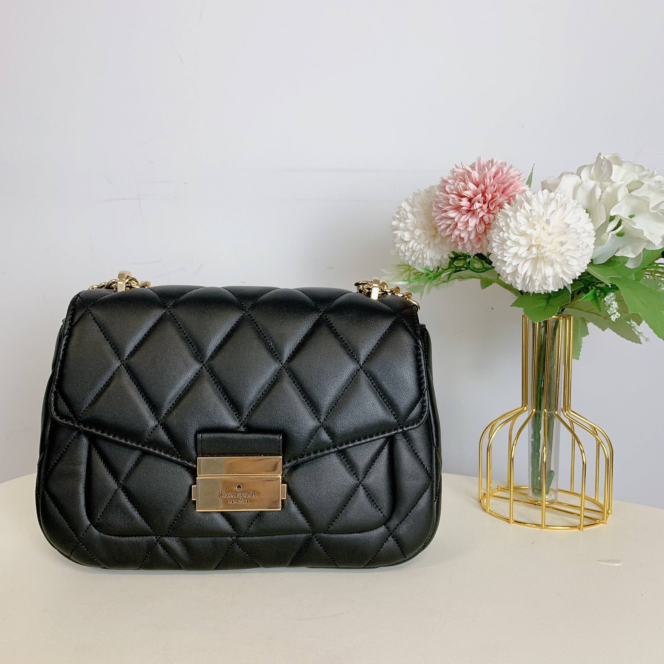 Kate Spade Carey Medium Black Quilted Flap Shoulder Bag Kate Spade Carey Medium Black Quilted Flap Shoulder Bag