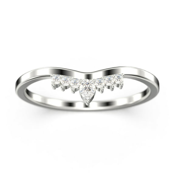 0.12ct Engagement Diamond Moissanite Ring 18K White Gold Over Silver Wedding Band