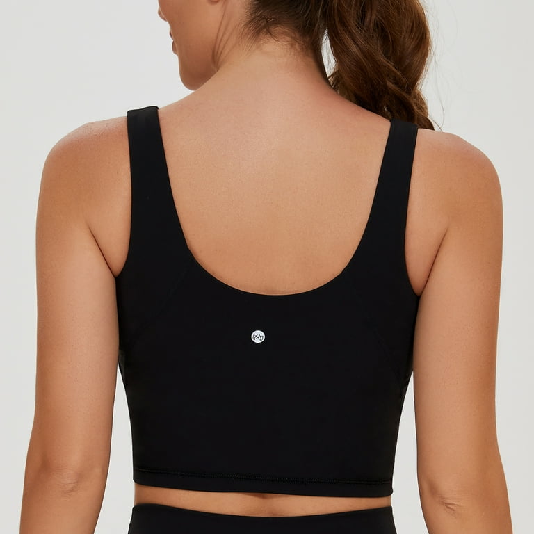 AGONVIN Women's Longline Sports Bra - U Back Wirefree Padded