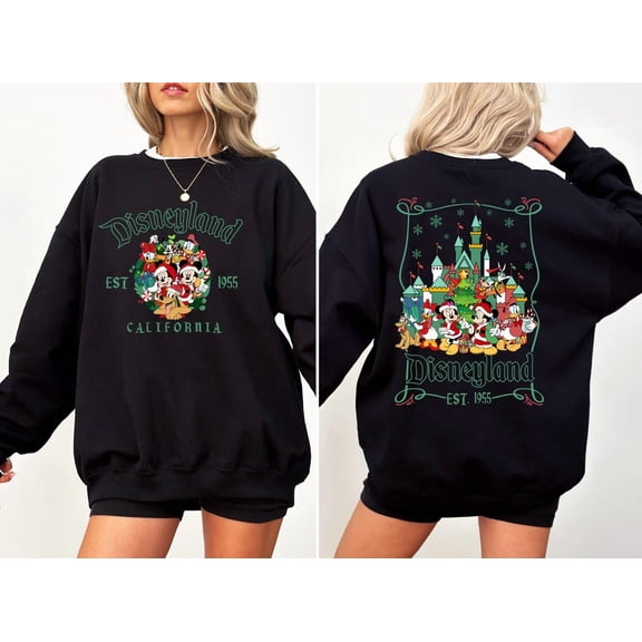Disneyland Est 1955 Christmas Sweatshirt, Mickey And Friends Christmas Christmas Family Sweatshirt