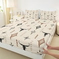 thumbnail image 3 of Manfei Vintage Cow Skull Bed Sheets 4 Pieces, Rustic Lodge Cabin King Sheets, Bohemian Aztec Sheet Set, Beige Brown Black Bedroom Decor, 3 of 7