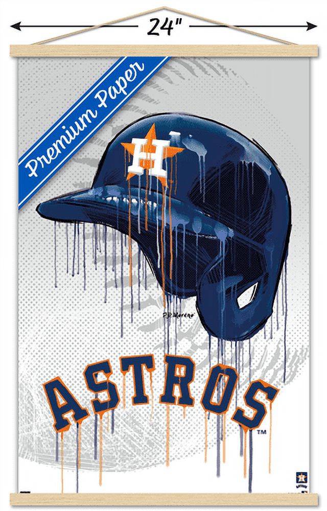 MLB Houston Astros - Drip Helmet 22 Wall Poster with Magnetic Frame, 22.375" x 34"