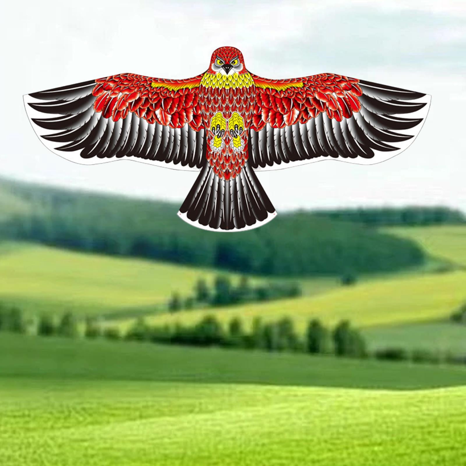 LeeQinersw 65" Eagle Flying Kite, Adults Kids Play Toy, Outdoor Activities Park Family Game Beige Red