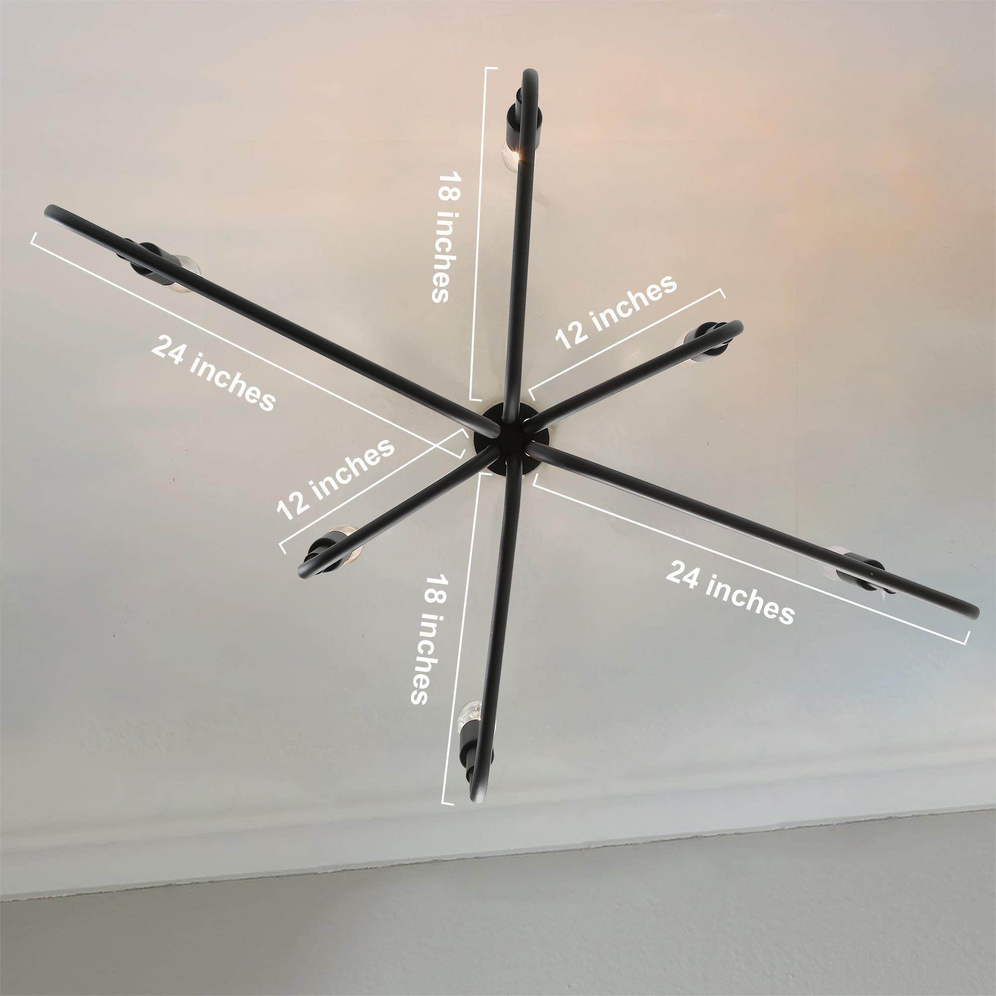 LNC 6-Light Matte Black Candle Chandelier for Kitchen, Dining or Living Room