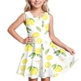 thumbnail image 2 of SOFTCCLO Dresses for Girls Sleeveless Crew Neck Lemon Print Fresh Casual Dress for Summer Daily Wear Size 11-12Y, 2 of 7