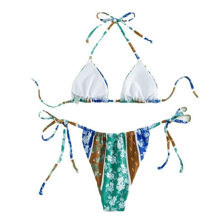 

Cathalem Junior Bathing Suits Shorts Women Bandage Swimsuit Bikini Swimwear Brazilian Set Beachwear Swim Sports Bra for Swimming Underwear Blue Large
