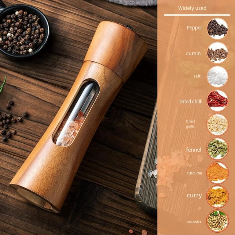 Pepper Mill Wood Salt and Pepper Mill Manual Salt Mill Spice Mill with Adjustable Ceramic Grinder for Pepper Salt Spices