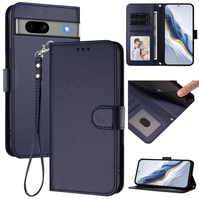 GANGXUN Wallet Case for Google Pixel 7A – Magnetic Closure, RFID Blocking, Wrist Strap, Wireless Charging Compatible