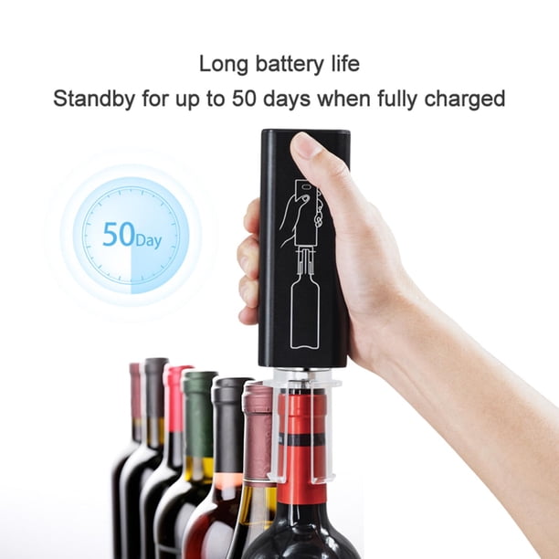 4/Set Electric Opener Corkscrew Remover with Aerator &Pourer, Cutter, Vacuum Preservation Stoppers for Lovers Gift kitchen counter Negro BLESIY Abrebotellas