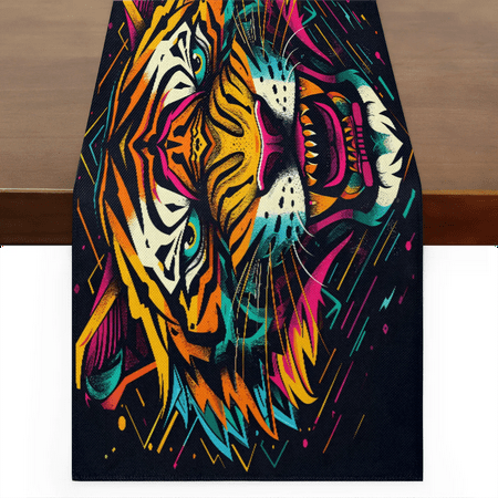 

Qzaxky Table Runner Boho Table Runner Tiger Animals Bohemian Boho Outdoor Table Runner Decoration for Indoor Outdoor Home Dinner Party Wedding Decor 13 x 108 Inch