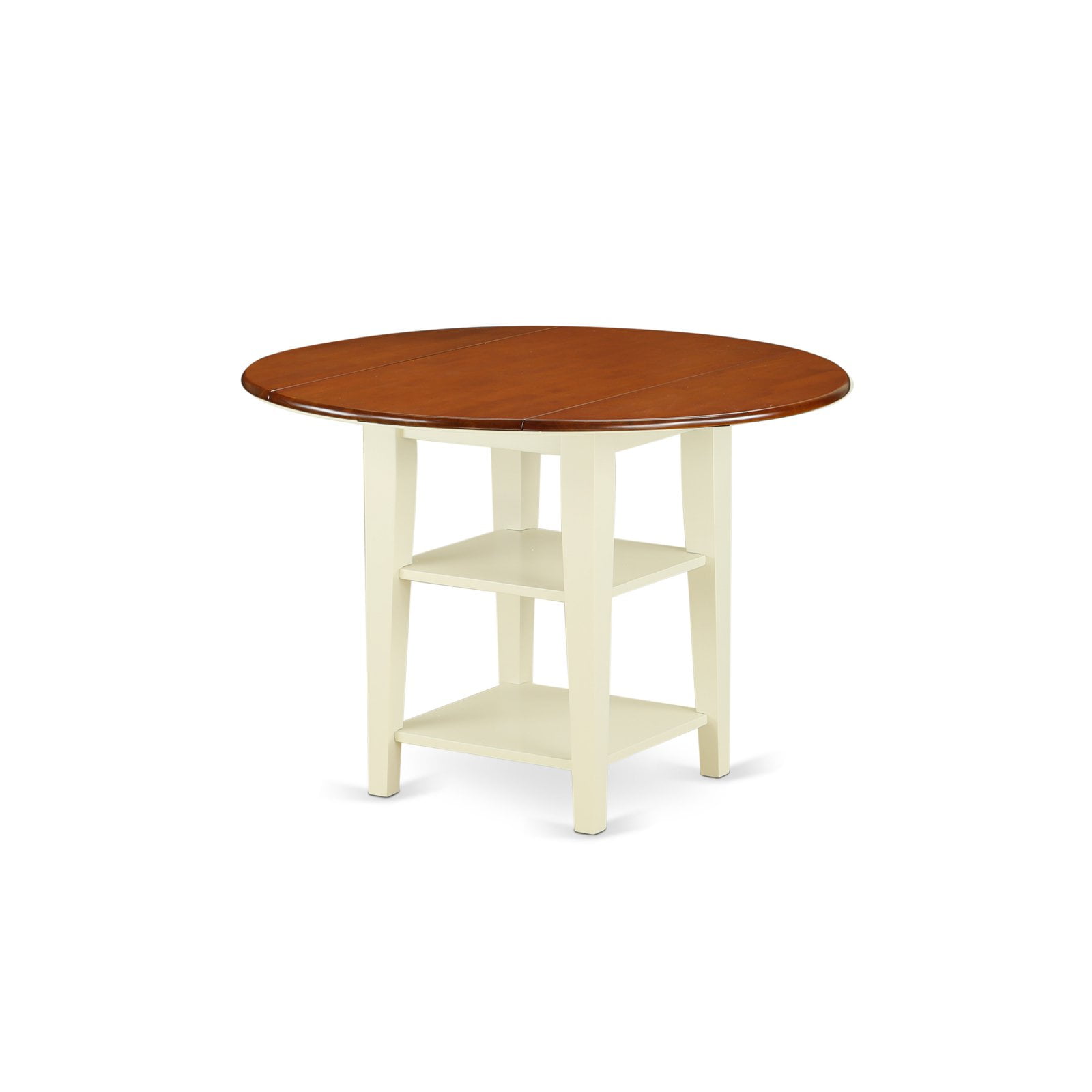 East West Furniture Sudbury 3 Piece Round Dual Drop Leaf Dining Table Set
