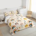thumbnail image 3 of Manfei Cute Rainbow Bedding Comforter Set,Kawaii Flowers Twin Comforter Sets,Beige Brown Bedding Set For Girls Kids,Microfiber Bedroom Decor Reversible,2pcs, 3 of 8