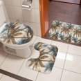 thumbnail image 4 of Navy Blue Brown Palm Tree Bath Mat 3 Piece Bathroom Rug Set, Tropical Leaves Vintage Non Slip Bath Rug Contour Mat and Toilet Lid Cover, Absorbent Shower Mats Soft Bath Rugs and Mats Sets, 4 of 8