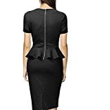 HiQueen Scoop Neck Ruffled Short Sleeve Slim Modest Carrier Formal Dress Navy (Best Modest Clothing Websites)