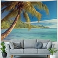 thumbnail image 4 of Chilfamy  Ocean Tapestry, Image of a Tropical Island Beach Theme the Palm Trees and Clear Sea Print, Fabric Wall Hanging Decor for Bedroom Living Room Dorm, Turquoise Blue 50x40inch, 4 of 6