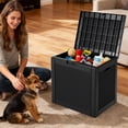 thumbnail image 3 of CONCETTA 31-Gallon Waterproof Deck Box, UV-Resistant Resin Outdoor Storage, Lockable Wide-Opening Lid, Garden Patio Storage Bench, Rattan Pattern，Black, 3 of 8