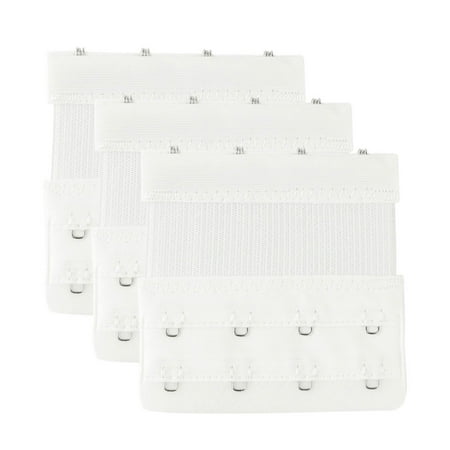 3Pcs White Bra Strap Extension Bra Extender 4 Hooks 2 Rows
