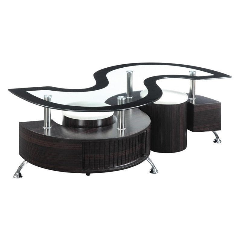 Coaster Coffee Table With Stools In Cappuccino