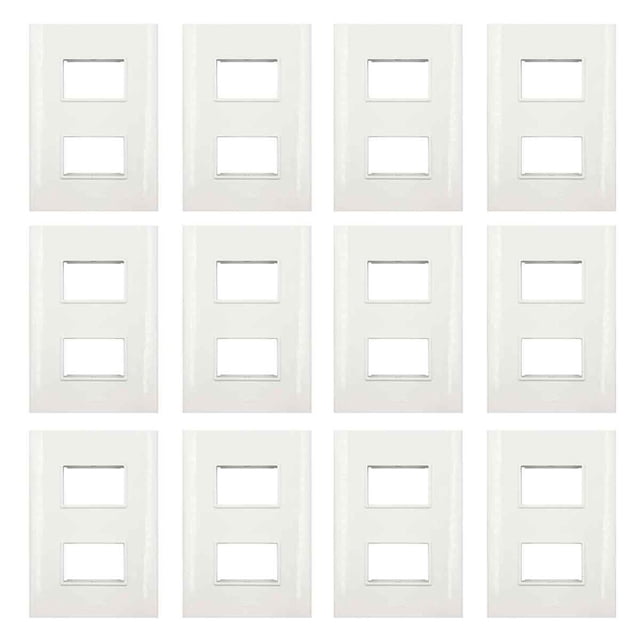 Placa Lugano 2 Modulos Blanco 12 Piezas Igoto PB1202-B-P12