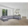 thumbnail image 3 of Tifton Light Gray Linen 7 Seat Reversible Modular Sectional Sofa Chaise, 3 of 5