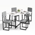 thumbnail image 5 of UHOMEPRO Dining Table Set for 4, Modern Faux Marble Tabletop and 4 Linen Fabric Upholstered Chairs, Modern Kitchen Table and Chairs for Small Spaces, 5 Piece Dining Room Table Set, White+Gray, 5 of 8