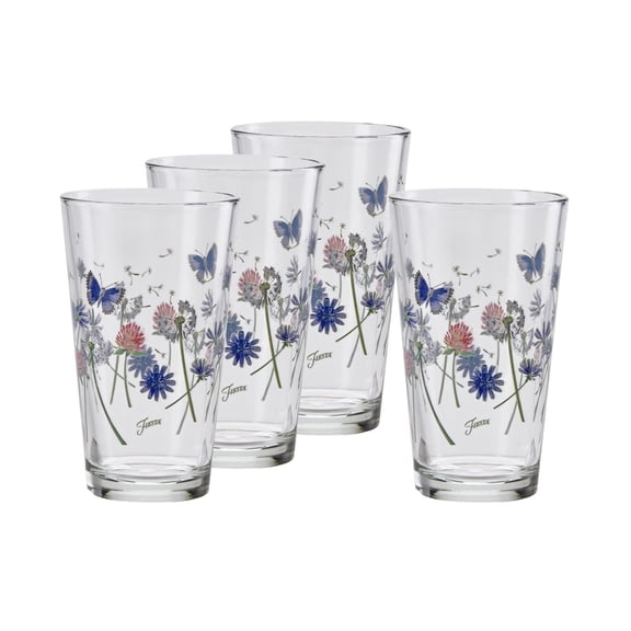 Floral Tapered Cooler Glasses, Set of 4, 16oz