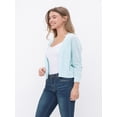 thumbnail image 5 of MixMatchy Women's Basic Solid Patterened Texture Lightweight Soft Open Front Cropped Cardigan, 5 of 5