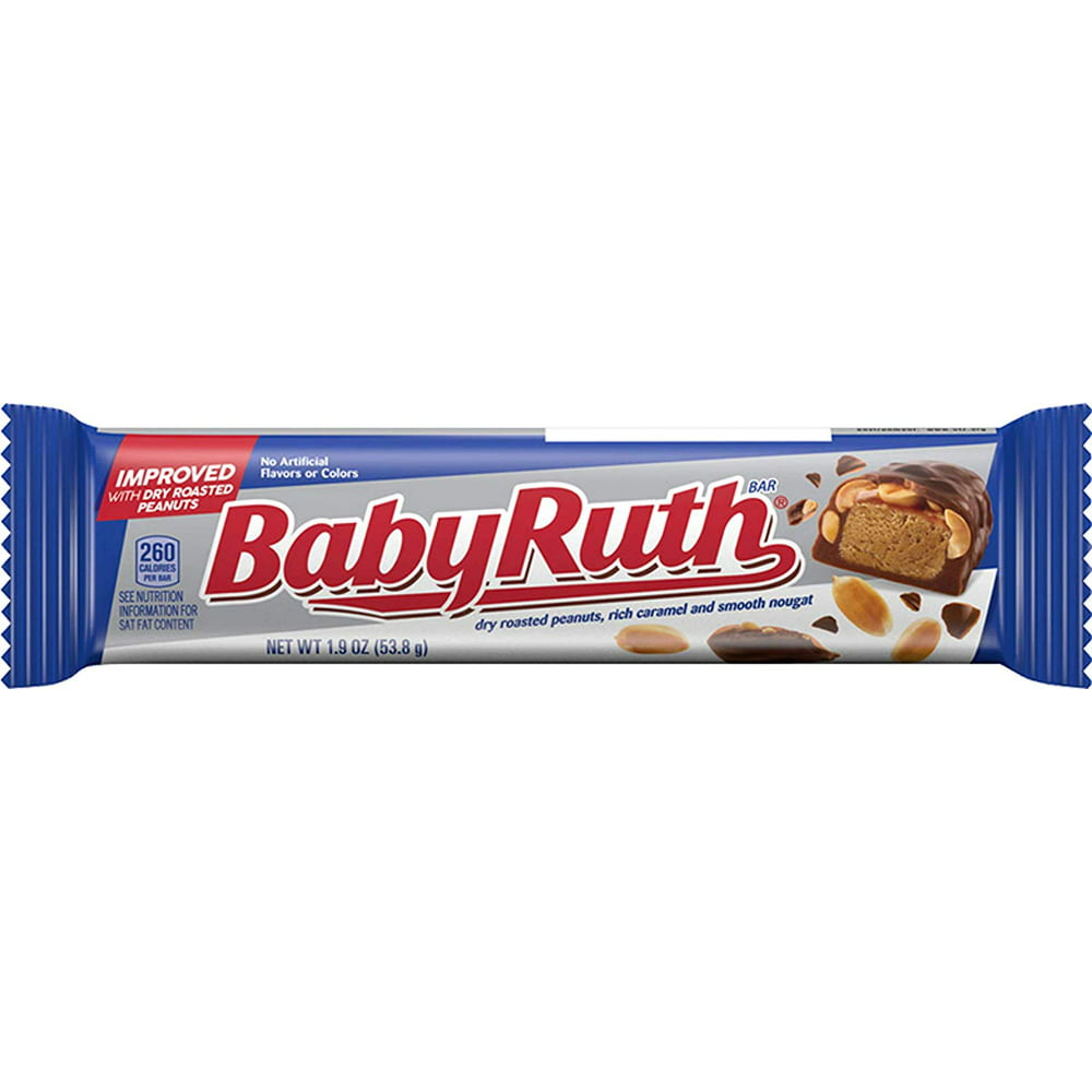Baby Ruth Bar Improved Recipe with Dry Roasted Peanuts, 1.9 ounces