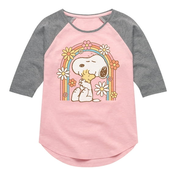 Peanuts - Retro Flower Rainbow  - Toddler And Youth Girls Raglan Graphic T-Shirt