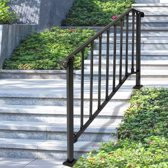 Steel Handrail Adjustable for 4-5 Steps Outdoor Stair Railing Step Hand Rail