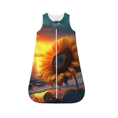 

Cauagu Sunset Coast Sunflower for Infant Wearable Blanket Unisex Girl Boy Swaddle Transition Sack - Newborn Essentials Sleep Clothes-X-Large