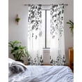 thumbnail image 3 of Black Leaves Sheer Curtains 84 Inch Length 2 Panels Set for Living Room/Bedroom, Summer Botanical Kitchen Curtains with Grommet Semi-Sheer Curtains Drapes Voile Window Treatments 42"x84"x2, 3 of 7