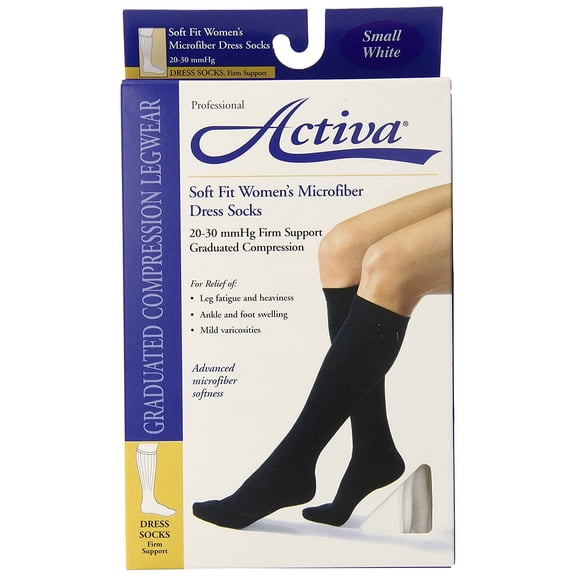 Activa Soft Fit Microfiber Dress Socks 20-30mmHg (White) Small
