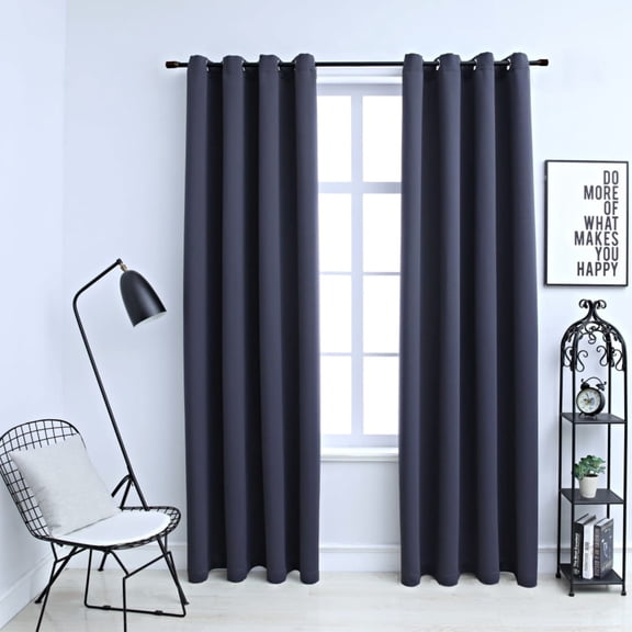 Casafoyer Blackout Curtains with Rings 2 pcs Anthracite 54"x84" Fabric