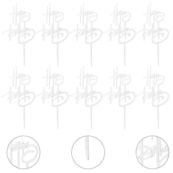 MLINS Happy Birthday Cake Topper for Decoration Silver Acrylic Material Set of 10pcs Safe and Durable