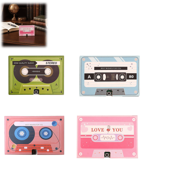 Voice Recording Greeting Card, 60-Second Recordable Cassette Tape Message Recorder for Holiday, Friends & Family(x)