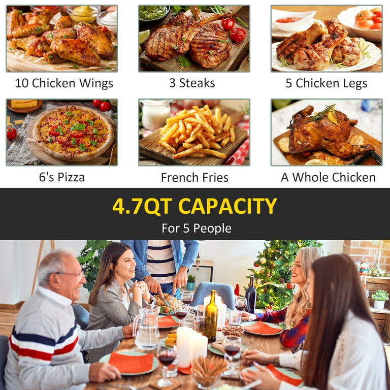 Homitt 700W 4QT Air Fryer, Electric Oil-free Baking Oven Air Fryer, Auto  Off Timer 6 Menus for Home Cooking, US 