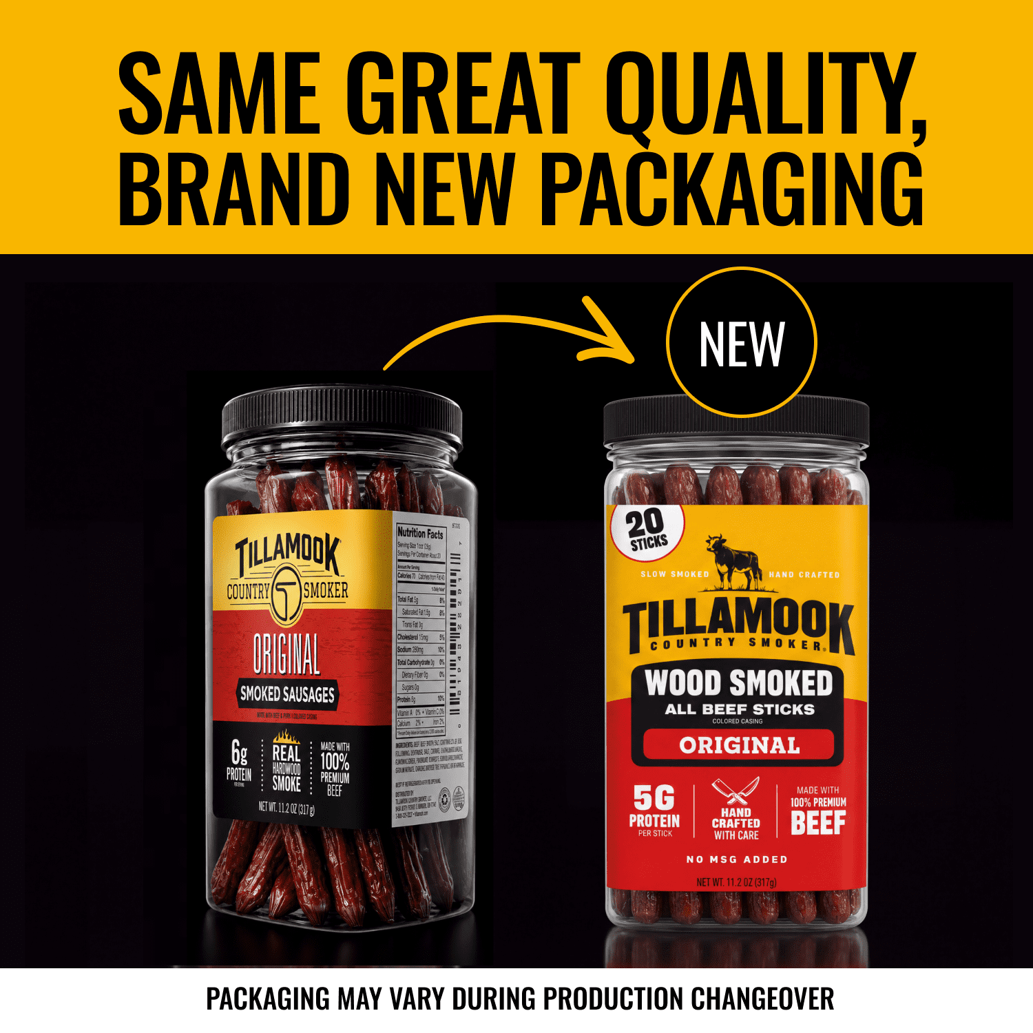 Tillamook Country Smoker Original Smoked Sausages, 6g Protein per Serving, 11.2 Oz Jar