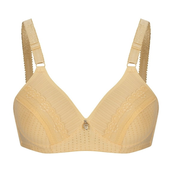 AherBiu Everyday Bras for Women Buckle Closure Gathered Wireless Bralette with Adjustable Strap