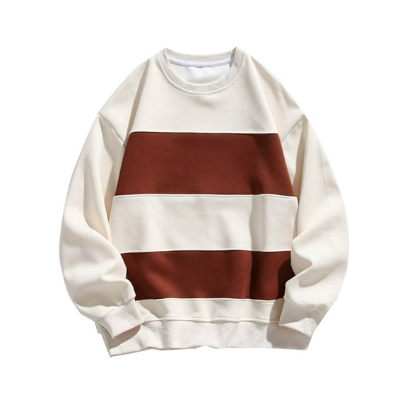 Men's Crewneck Sweatshirt Loose Casual Long Sleeve Shirts Fashion Colorblock Pullover Fall Lightweight Tops