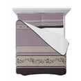 thumbnail image 7 of Quilts Queen Size Bedding Set, Purple Floral Lightweight Quilted Comforter, Modern Farmhouse Leaves Brown Striped Soft Reversible Bedspread Coverlet with Pillow Covers for All Season, 90" x 96", 7 of 7