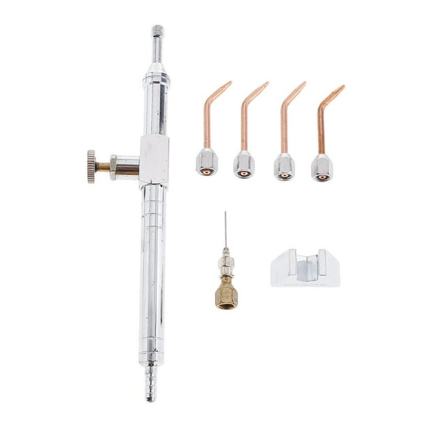 Soplete de soldadura de gas acetileno, mini pistola de soldar para joyería, herramienta con 4 boquillas Blanco