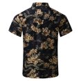 thumbnail image 3 of Camisas Deportivas Hombre Top de camisa de manga corta con solapa y hebilla de impresión digital 3D de y ocio para hombre (Black, L), 3 of 7