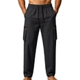 thumbnail image 4 of HOMADLES Men's Straight Leg Cargo Pants Relaxed Fit Quick Dry Work Pants Elastic Waist Lightweight Athletic Pants Black Size XL, 4 of 5