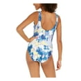 thumbnail image 2 of DKNY Women's Blue Printed Stretch REMOVABLE CUPS Deep V Neck Moderate Coverage One Piece Swimsuit 8, 2 of 4