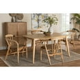 thumbnail image 3 of Baxton Studio Kyoto Modern Bohemian Natural Brown Finished Wood and Rattan 5-Piece Dining Set, 3 of 22