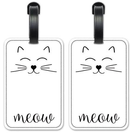 Meow - Luggage ID Tags / Suitcase Identification Cards - Set of 2