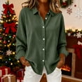 thumbnail image 6 of Busydd Long Sleeve Shirts for Women Solid Color Button up Blouses for Women Dressy Casual Lapel Womens Shirts 2XL, 6 of 9